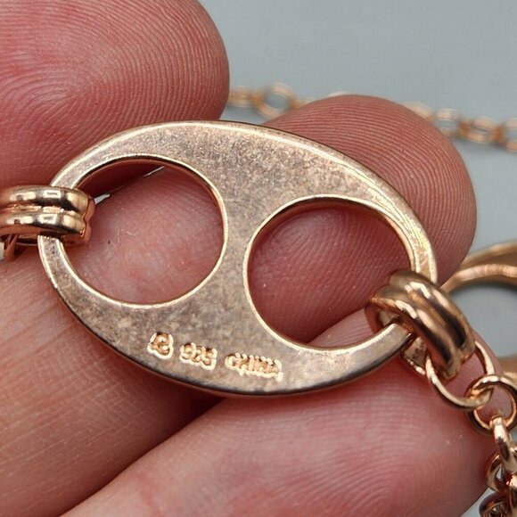 Anchor Chain Necklace Bracelet Set 925 Sterling Silver R Mark 66g Rose Gold Tone - Picture 4 of 10